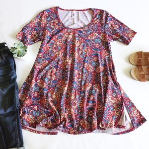 Lularoe Burgundy Floral Print Perfect T Shirt